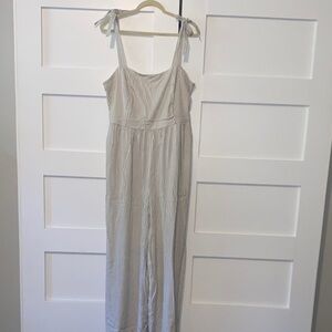 Torrid Pinstripe Wide Leg Tie Jumpsuit with Pockets Size 0 / 12